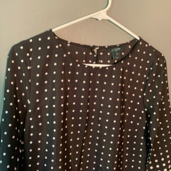 J. Crew Printed Scoop Neck Blouse Polka Dots Black - Picture 3 of 9